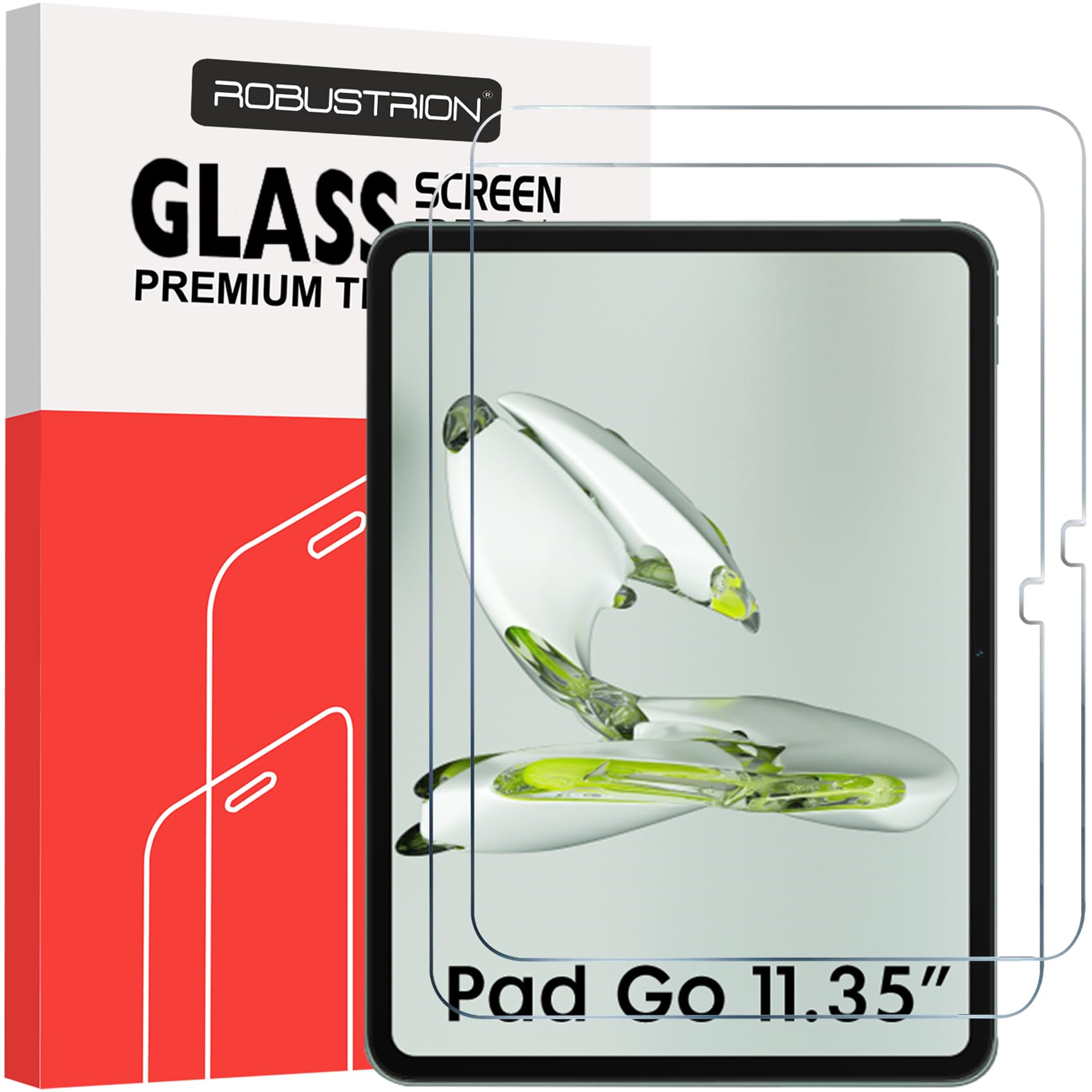 Robustrion 2 Pack Tempered Glass Screen Protector for OnePlus Pad GO 11.35 inch [Anti-Scratch] & [Smudge Proof] Screen Guard