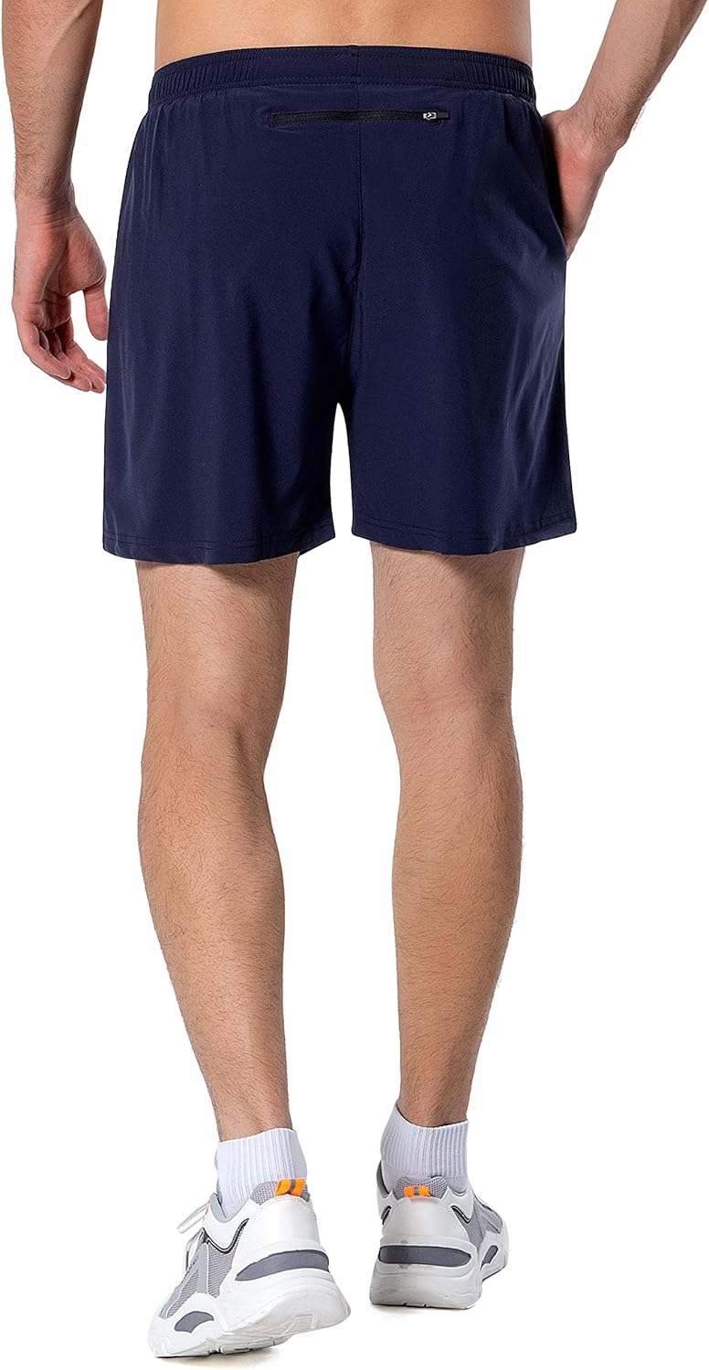 Men's 5 Inch Running Shorts Lightweight Athletic Workout Gym Shorts Liner with Zipper Pockets - Image 2