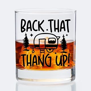 ZOFGUO Funny Camping Gifts Old Fashioned Whiskey Glasses, Camper Gifts for Rv Owner, Rv Traveler Gift 10 oz Rocks Barware Cup for Cocktail Drinks Scotch Bourbon Liquor