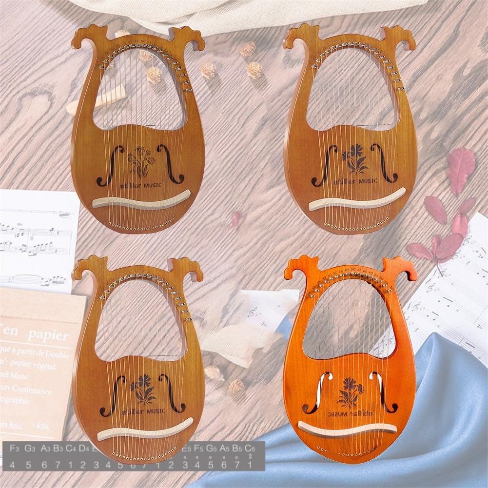 Arpa a lira, di Antiquity, elegante arpa in mogano dotata di un pratico strumento di regolazione delle corde (19 corde)