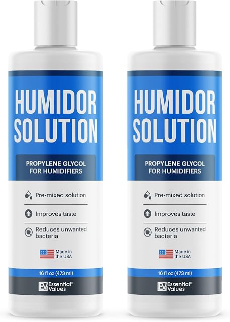 Cigar Humidor Solution, 2 PACK ( 2 x 473ml) 946ml Propylene Glycol for Cigar Humidifiers, Keep Stogies Fresh, Preventative for Mould and Drying Out | Essential Values