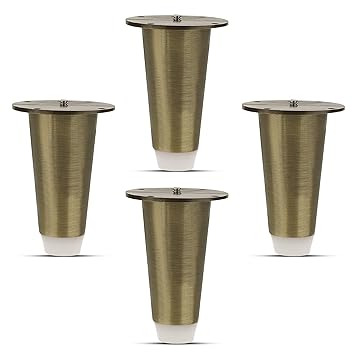 Plantex Heavy Duty Stainless Steel 4 inch Sofa Leg/Bed Furniture Leg Pair for Home Furnitures (DTS-53, Brass Antique) 4 Pcs