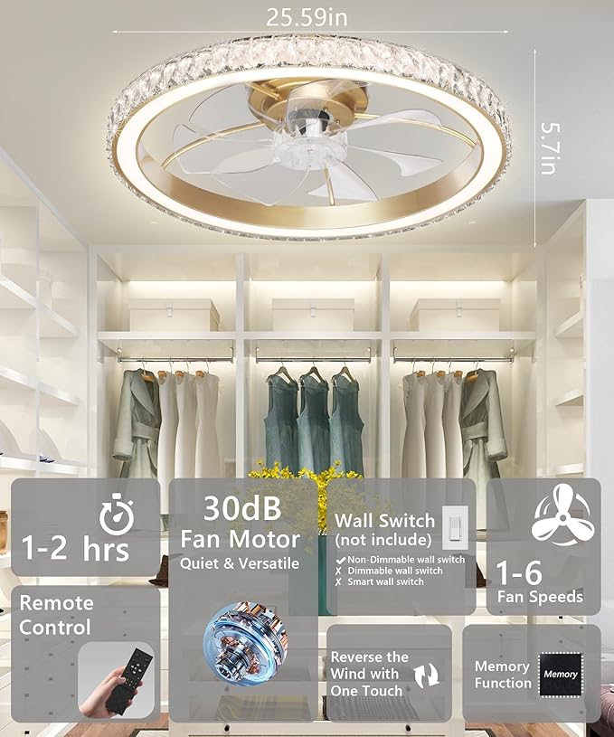 Ventilador de Techo 26 Pulgadas con Luz y Control Remoto miniatura 7