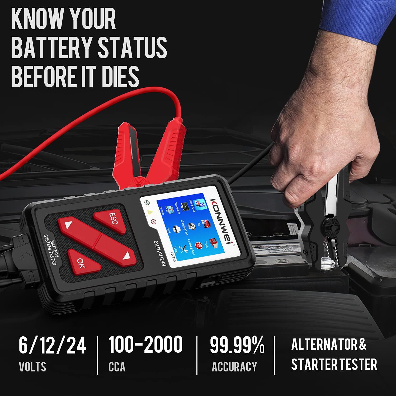 KW208+KW710 6V 12V 24V Car Battery Tester