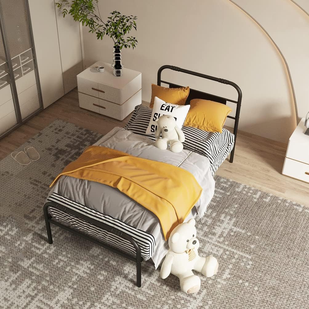 Emiosmt Twin XL 14 Inch Metal Bed Frame with Headboard and Footboard