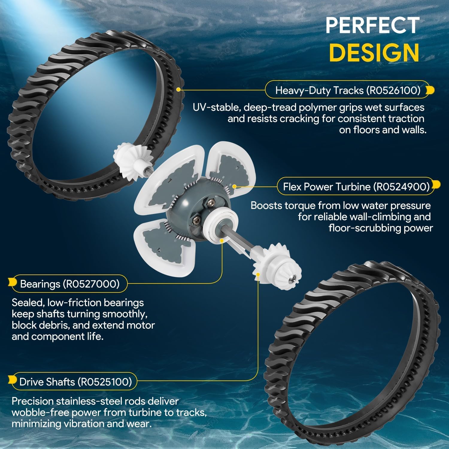 MX8 / MX8 Elite Kit d'entretien Pièces de rechange pour aspirateur de piscine Zodiac Baracuda MX8, MX6, MX8EL, MX6EL, kit de réparation, R0524900, R0526100, R0527000, R0525100, R0524700