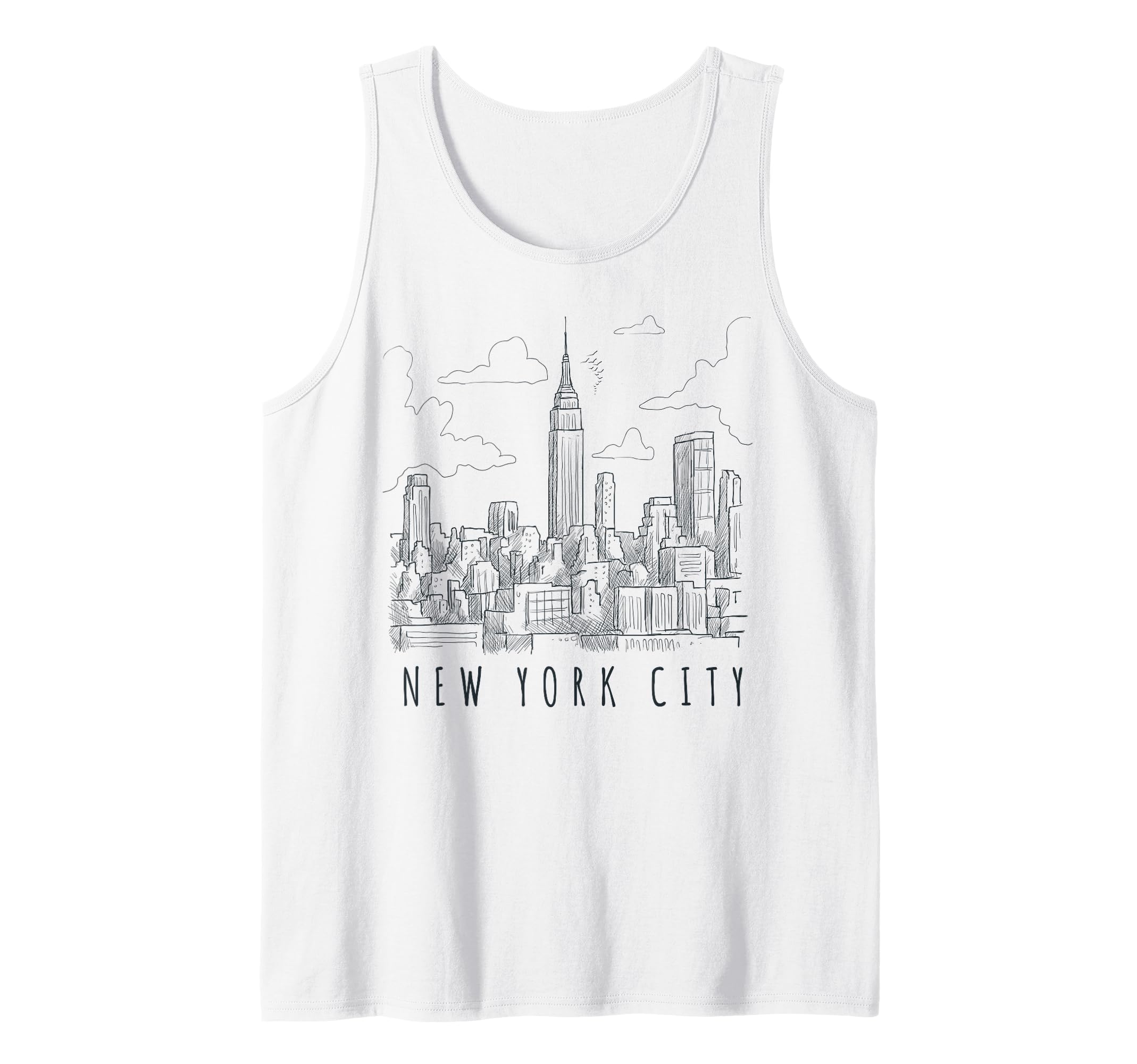 New York City Skyline Graphic Design Tees - New York City Tank Top, White