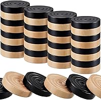 Vista 1 de Sumind 48 Pcs Wooden Checkers Pieces 1.06 Inch Checker Pieces in Drawstring Storage Pouch Board Game with Stackable Ridge for Travel Office