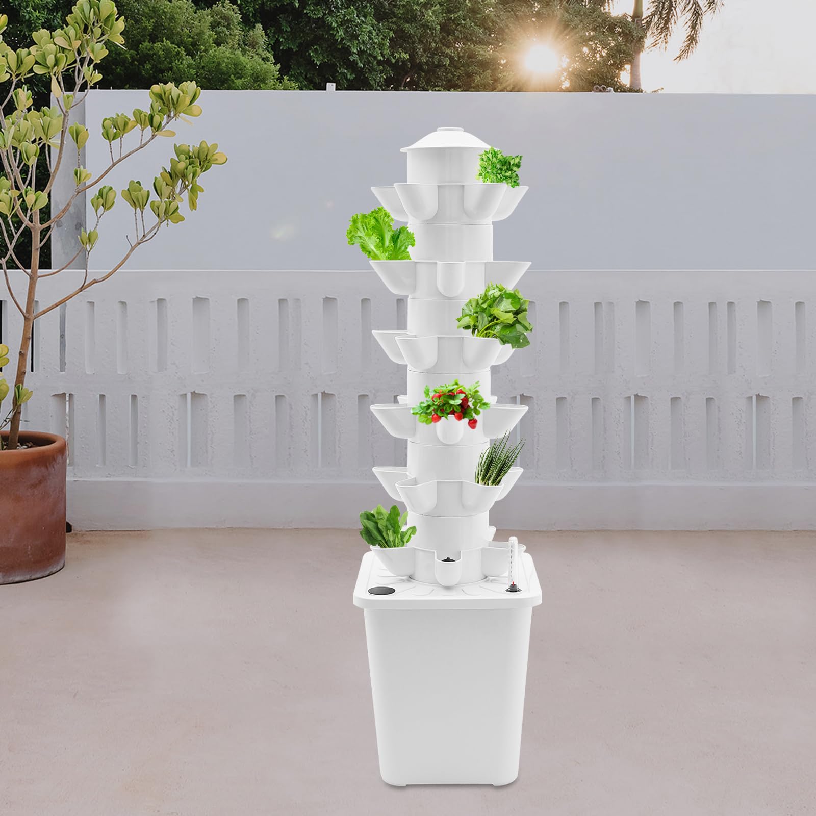 Hydroponic Tower Garden - Torre aeropónica de 30 agujeros, sistema de cultivo sin tierra para interiores, depósito de agua de 10 l, incluye bomba y accesorios, ideal para verduras y hierbas