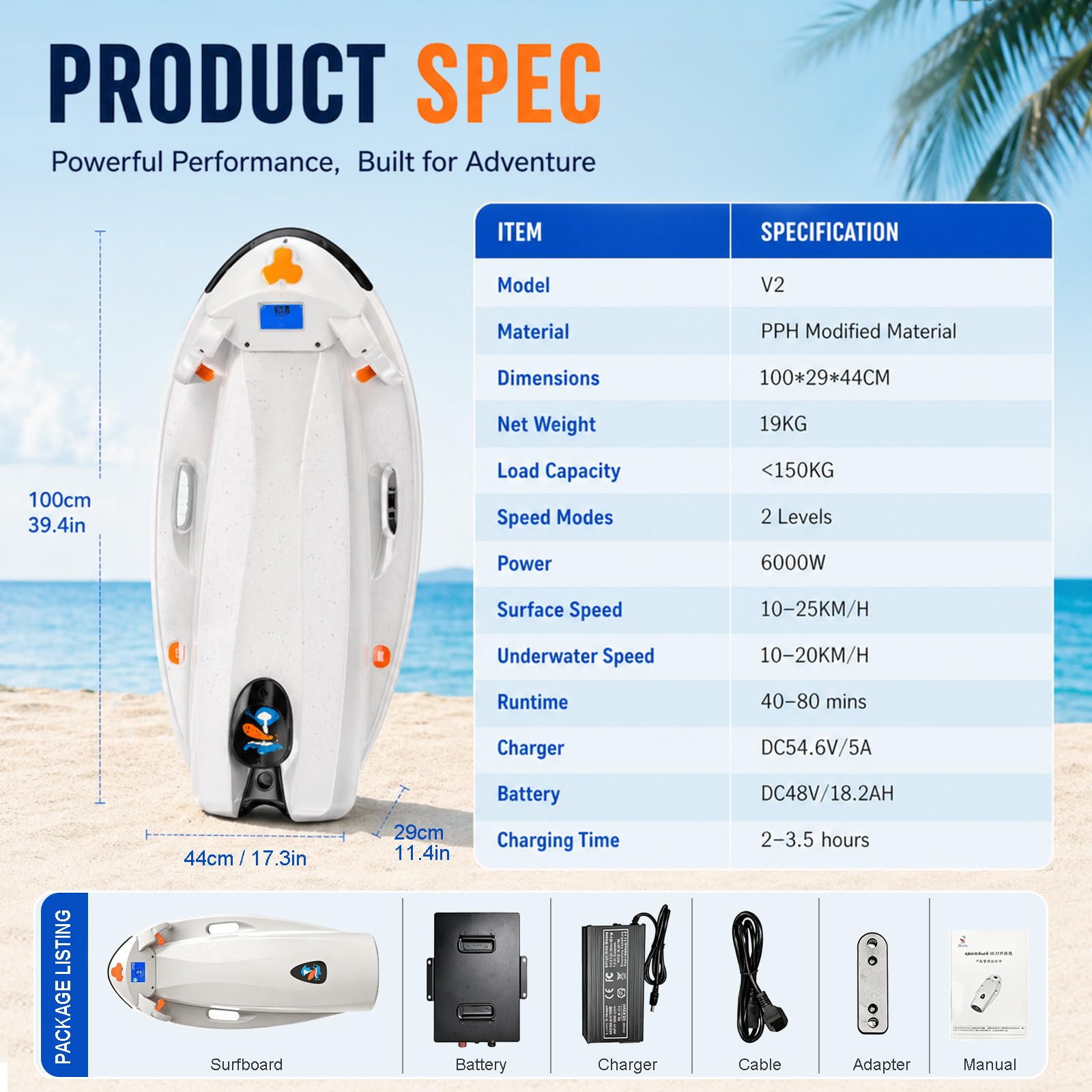 Propulsor Acuatico Para Adultos, Tabla De Surf 2 En 1 Con Empuje 6000W, 2 Modos De Velocidad, Profundidad Subacuática De 5M, Alternativa Portátil Al Paddleboard Para Piscina, Lago Y Playa