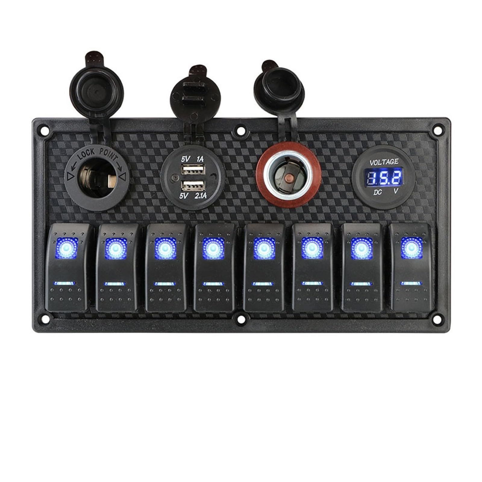 24V 12V Switch Panel 8 Pulsanti Car Light Toggle Caricabatterie USB Adattatore di Alimentazione Caravan Accessori for Barca Van Truck Trailer Marine (Color : Groen)