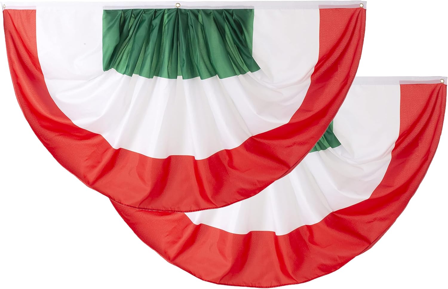 2 Pcs Italy Fan Flag,Italian Pleated Fan Flag Bunting 3 x 6 Ft Pleated Banner Indoor/Outdoor/Front Porch Decorations,Country Half Fan Flag Patriotic Holiday decorations.
