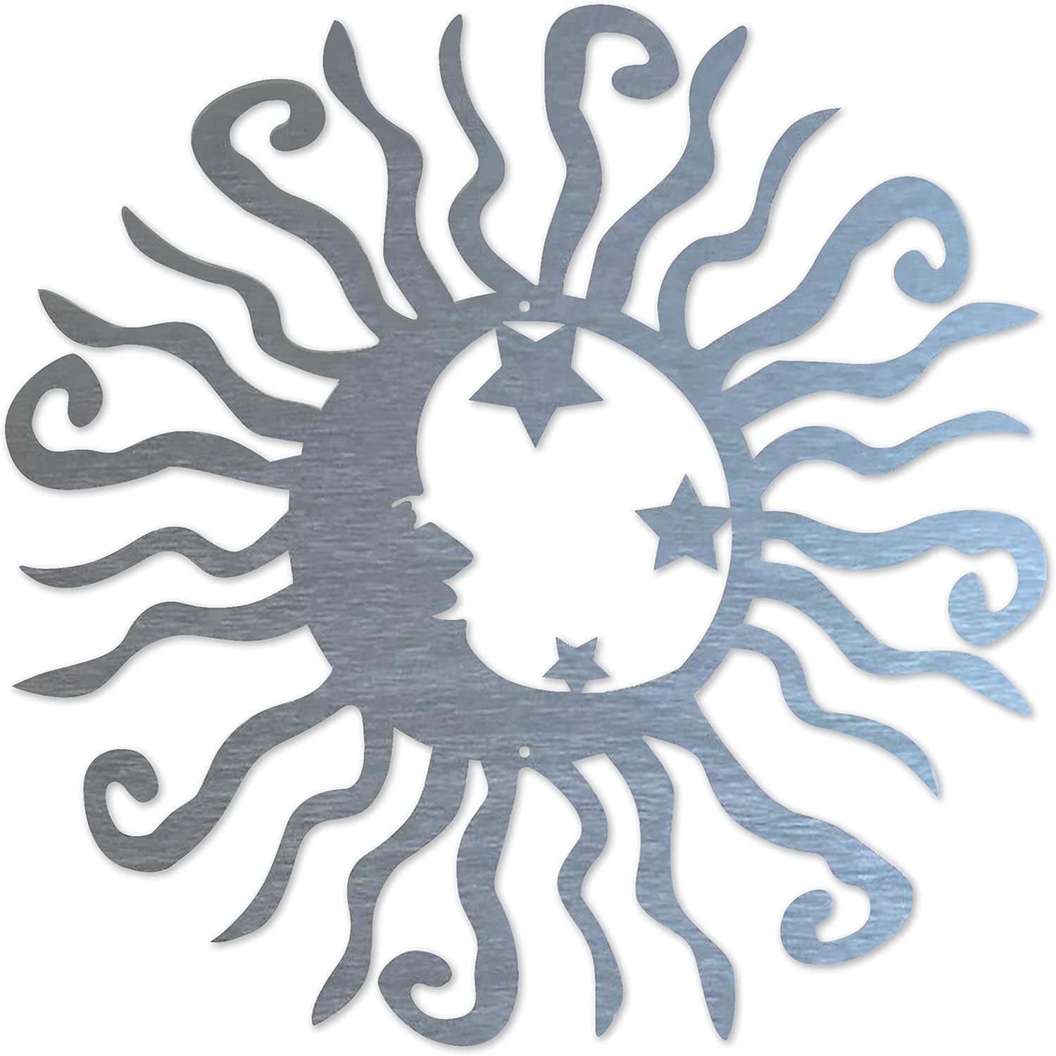 Riverside Designs Wacky Solar Moon Metal Wall Art Steel Outdoor Decor | Heavy-Duty and Waterproof | Made in USA (Teal, 24" L x 24" W)