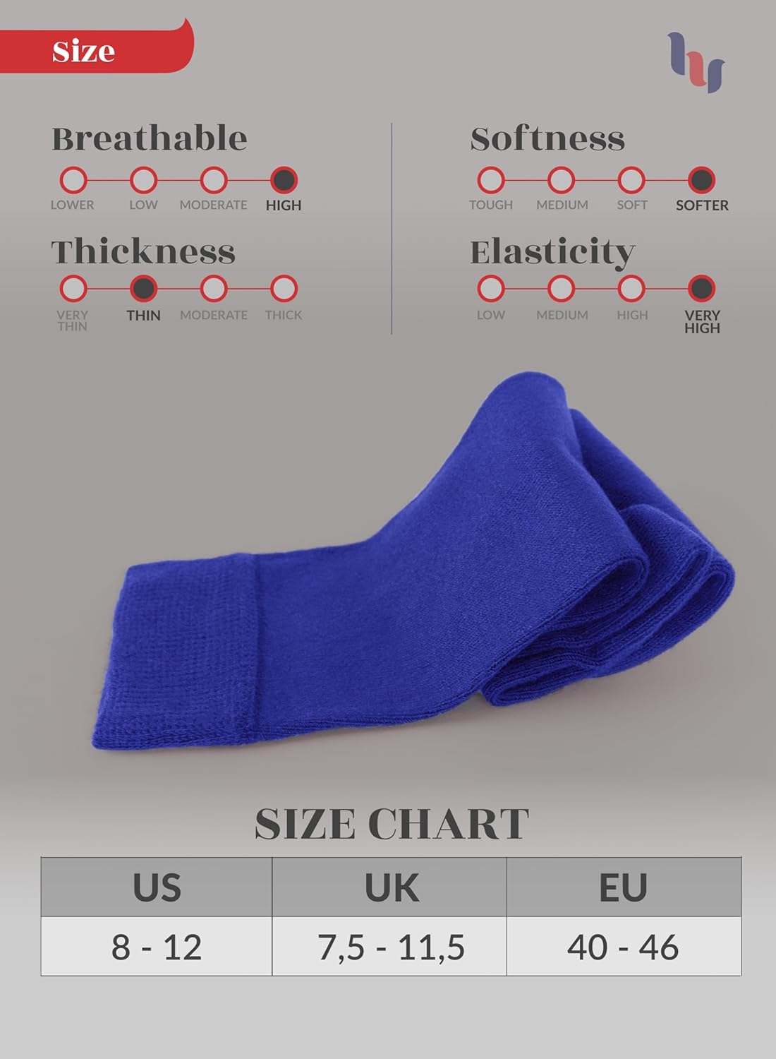 Hugh Ugoli Men's Cotton Dress Socks for Business & Trouser, Thin & Seamless Crew Socks, 4 Pairs with Gift Box, Shoe Size 8-12 - Image 6