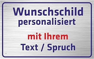 Indigos UG - Schilder selbst gestalten mit Wunschtext - Schild personalisiert Edelstahloptik - Aluverbundplatte in 8 Größen - mit Text und Schrift - für Garage, Parkplatz, Firma, Schule, Hotel