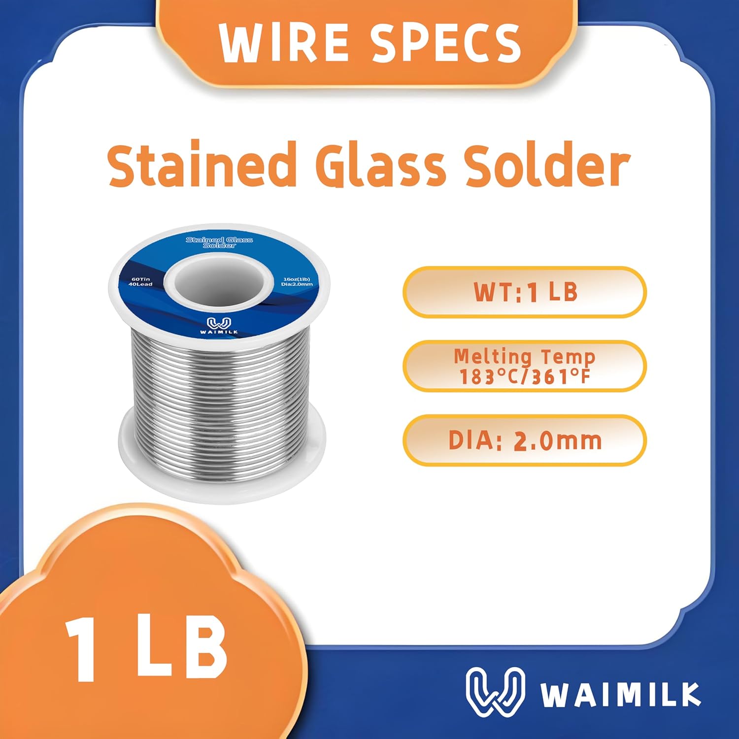 Stained Glass Solder 60Tin40Lead (2LB,2.0mm)