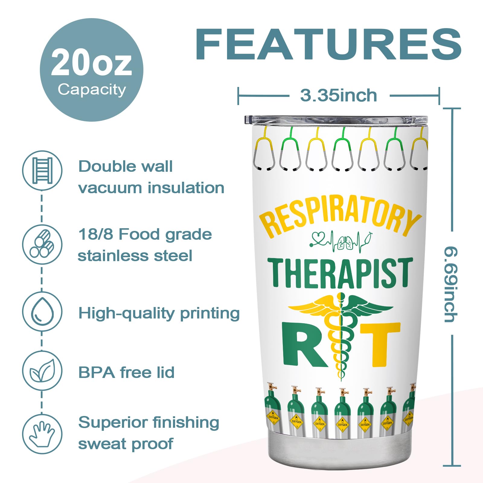 Respiratory Therapist Gifts Tumbler,RT Week Gifts,Gift for Rt On Respiratory Care Week,Travel Coffee Tumbler Mug 20oz