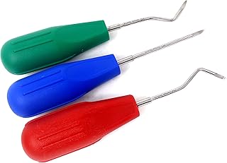 Set of 3 Premium Grade Oral Hygiene Root Luxating Heidbrink Straight Left & Right Elevators, German Stainless Steel Dental Instrument, Color Coded Plastic Handle