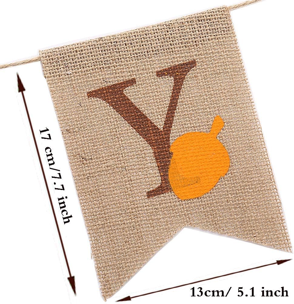 Happy Fall Pumpkin Burlap Banner, Borogo Thanksgiving Fall Happy Fall Burlap Banner Harvest Home Decor Bunting Flag Garland Party Thanksgiving Day Fireplace Decoration