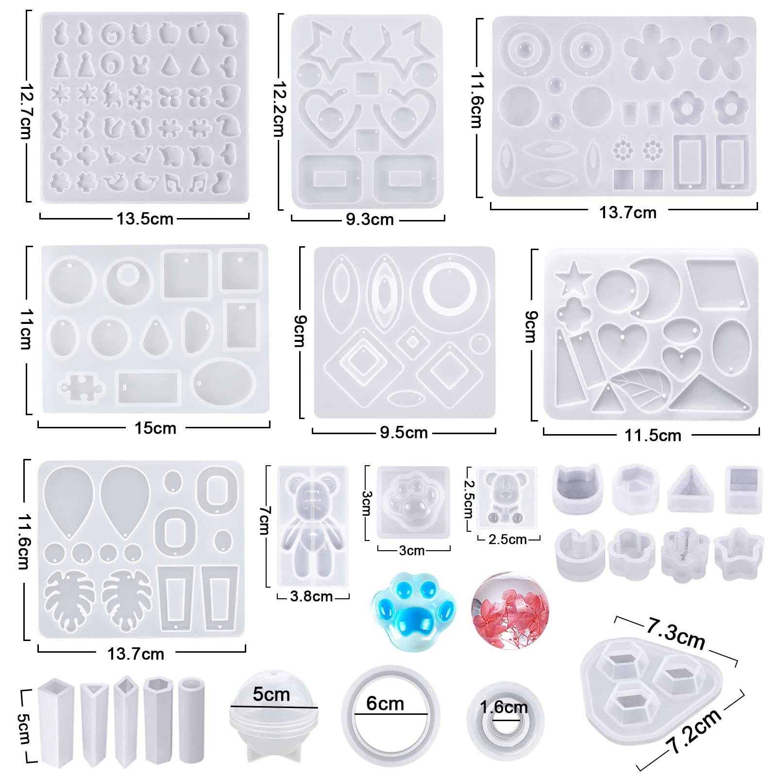 NUOBESTY Moules en Silicone Blanc Faciles à Démouler Utiliser Lot de 2 pour Époxy DIY pour Loisirs Créatifs et Fabrication Artisanale