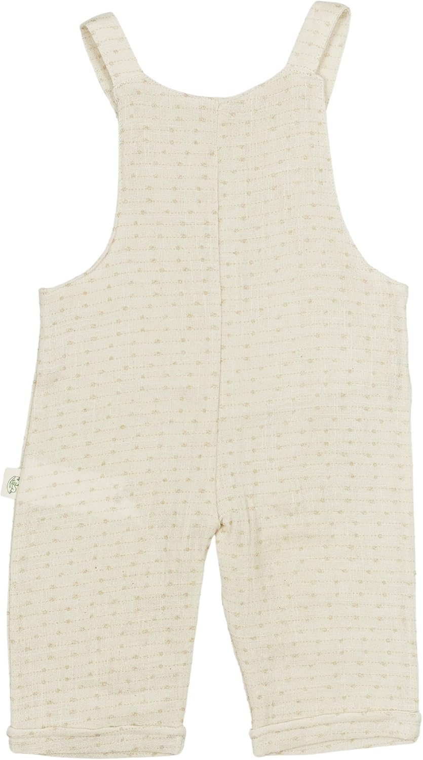 Organic Cotton Linen Baby One Piece Button Suspender Overalls for Boys and Girls, Salopette for Infants and Toddlers