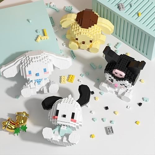 Miniatura 3 de Juego de bloques de construcción de gatitos Cinnamoroll Mini lindos modelos de Kuromi Kawail Pochacco, kit de juguetes regalos para adultos y niños.
