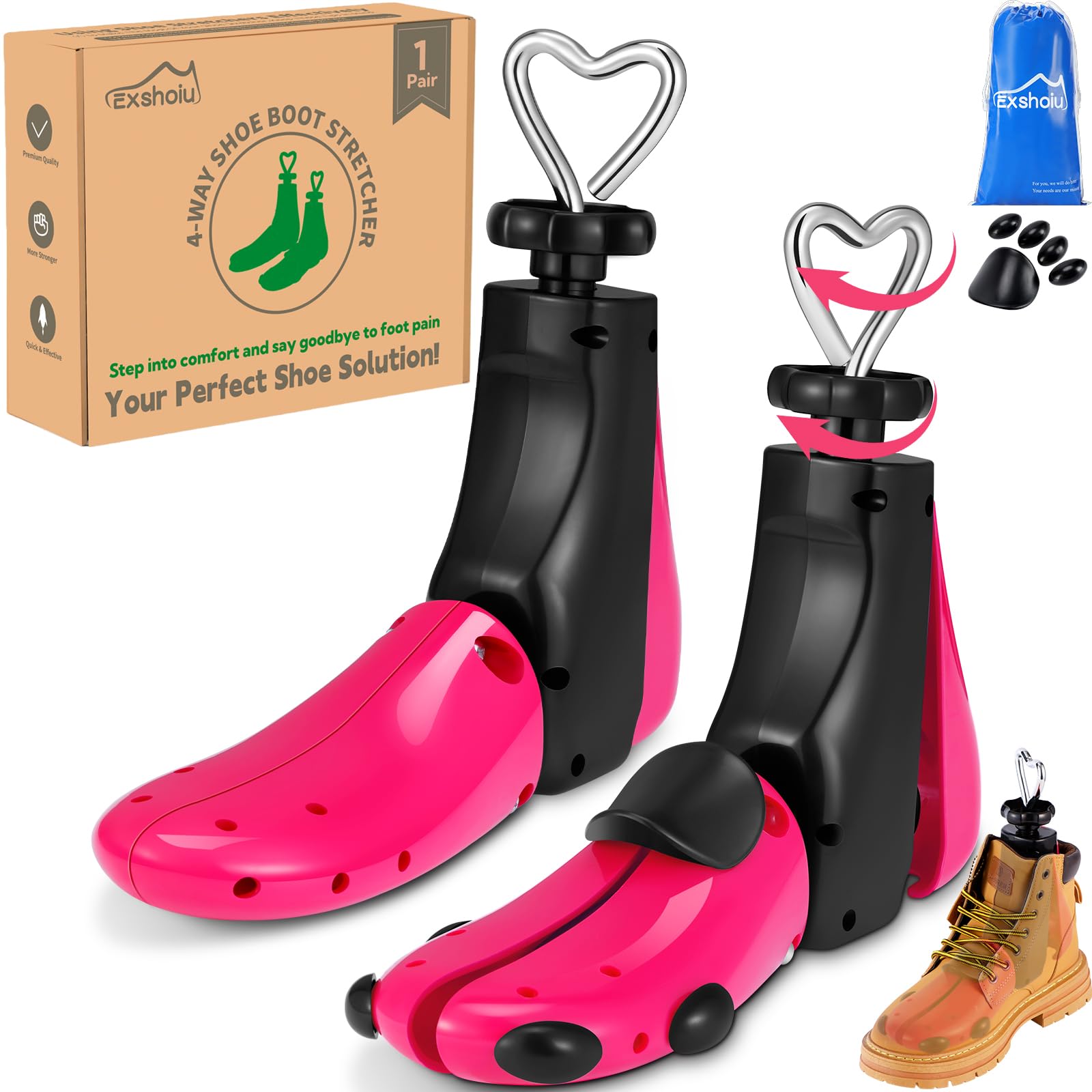 Shoe Stretcher Men, Women Leather Boot Stretcher for Wide Feets, Shoe Tree Adjustable Boot Widener Stretcher