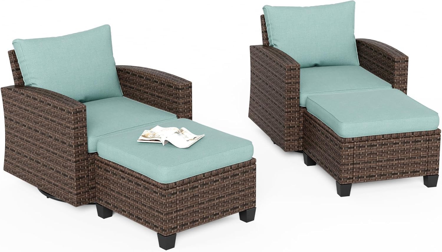 A Set of 4-piece Rotating Furniture, Made of Rattan, for Use in The Garden Or Yard.(4 Pieces Swivel Set)