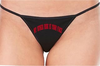 Knaughty Knickers My Other Ride Is Your Face - Biker Chick Oral Lover Black String Thong Adult Flirty Fun