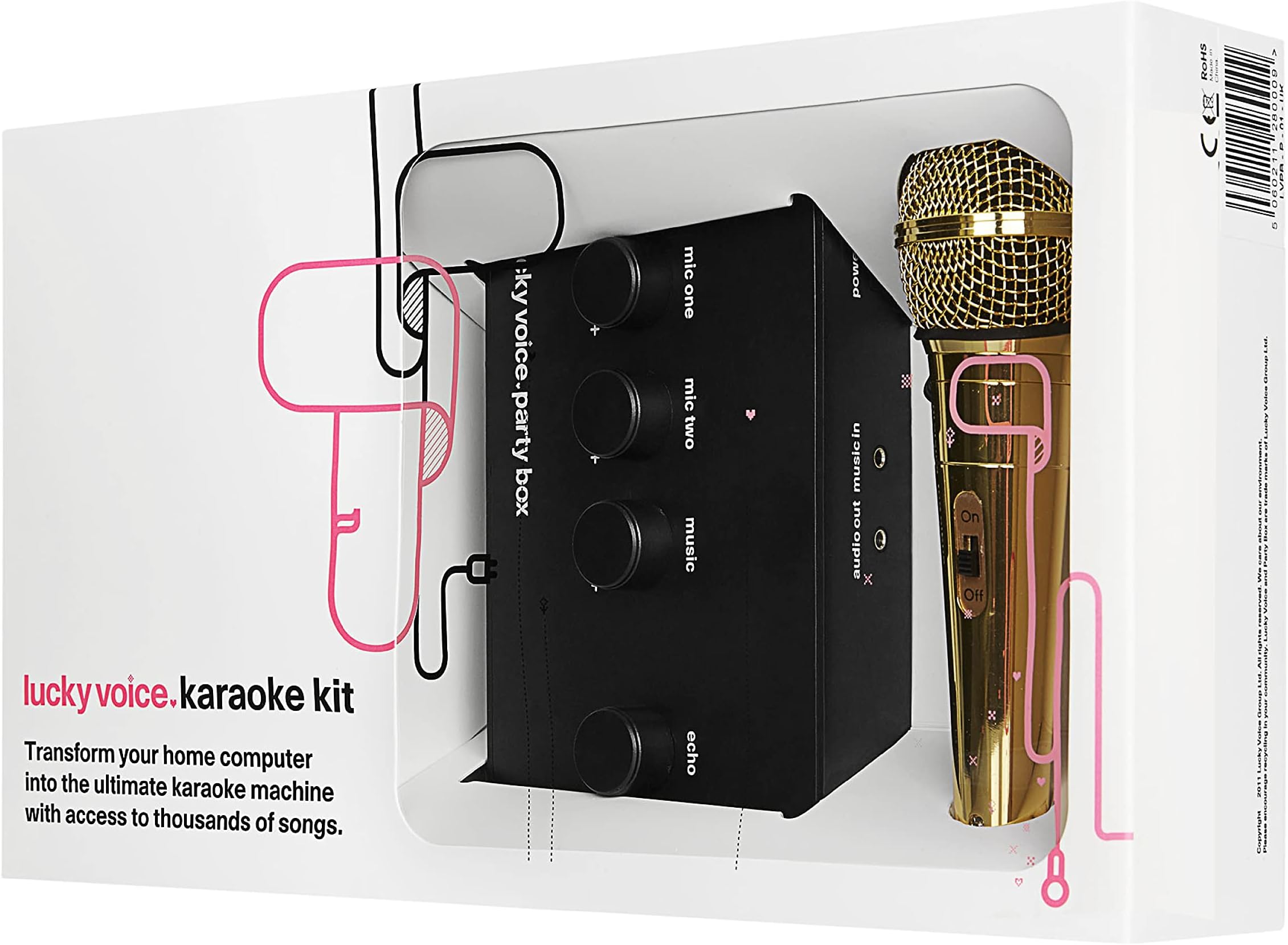 Lucky VoiceKaraoke Machine & Microphone for Adults & Kids - 10,000 Songs Free Access - Gold - Portable, Lightweight Karaoke Kit - Connect with Phone, Tablet, Laptop