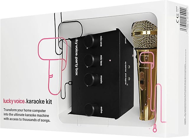Lucky Voice Karaoke Machine & Microphone for Adults & Kids - 10,000 Songs Free Access - Gold - Portable, Lightweight Karaoke Kit - Connect with Phone, Tablet, Laptop