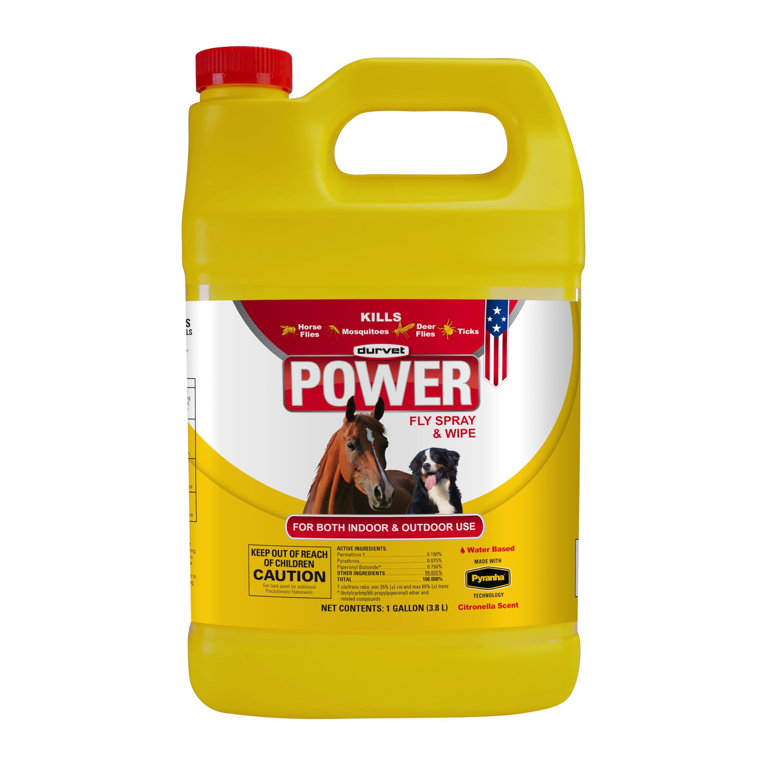 DURVET FLY 003-1021 699757 Power Fly Spray and Wipe for Horses, Gallon