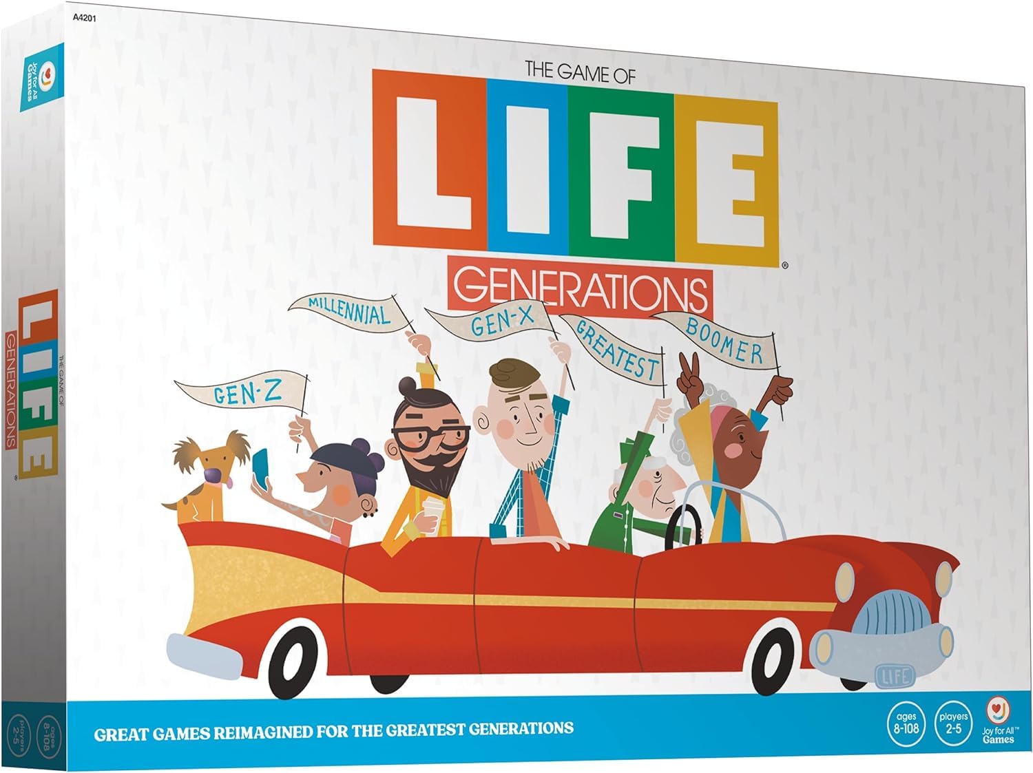 Joy for All The Game of Life Generations - Board Games for Seniors - New Generational Spaces - Big Easy to Read Action Cards for Older Adults with Low Vision - Memory Game Log - Activity for Elderly