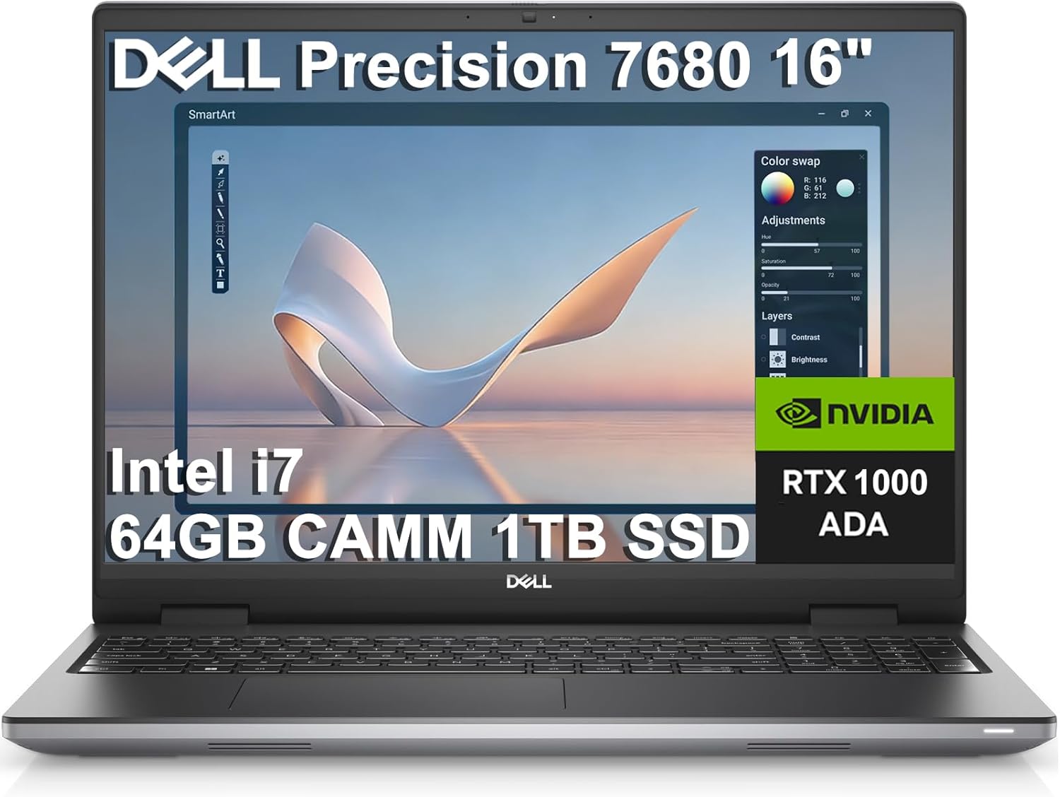 Dell Precision 7000 7680 Mobile Workstation Laptop (NVIDIA RTX 1000 Ada 6GB, 16" FHD+, Intel 20-Core i7-13850HX (> Ultra 7-155U), 64GB LPCAMM2 DDR5, 1TB SSD) Pro Max for Engineer, Designer, Win 11 Pro