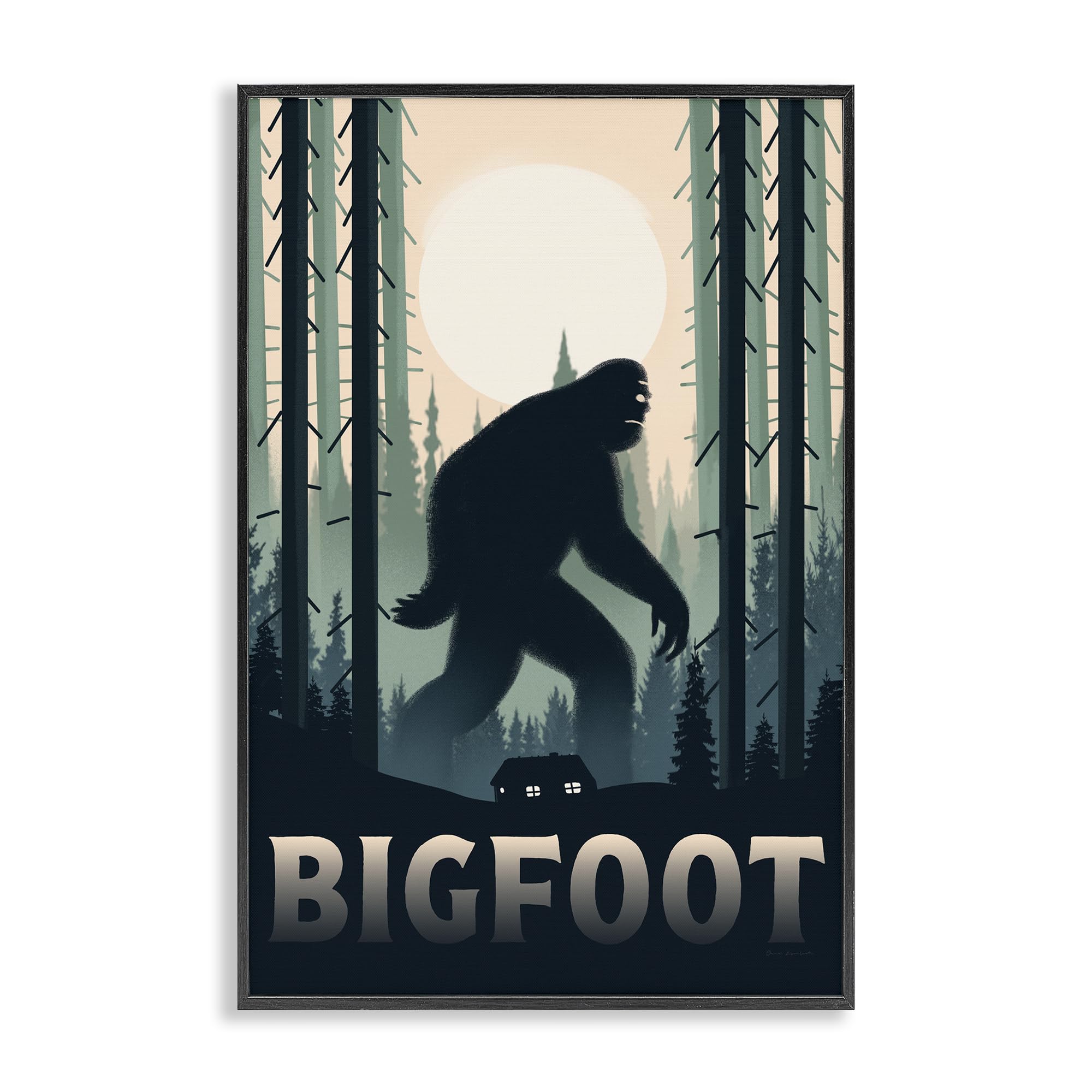 Stupell Industries Bigfoot Cabin Wilderness Mythology 'Forest Creature Cabin In Woods'| Framed Giclee Art