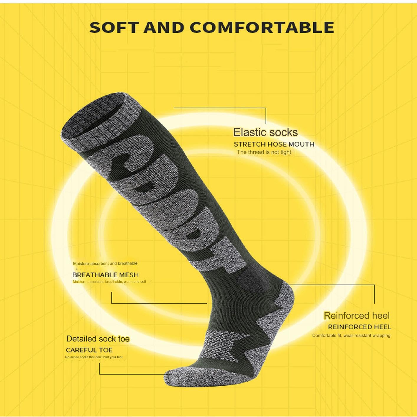 Calzini Uomo Calzini da Uomo da 2 Pacchetti con Non Slip sul Design per Il Massimo Comfort, Asorbente Sudore E Donne E Donne Antifrizione-4 Coppie
