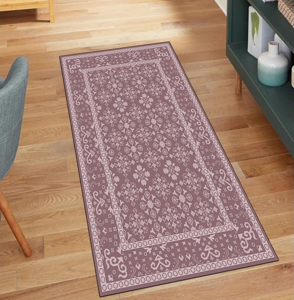 Alfombra de cocina antideslizante y lavable estilo vintage marrón