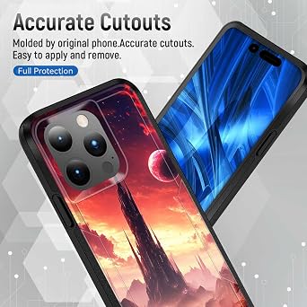 for iPhone 15 Pro Case,[Military Grade Drop Tested] Heavy-Duty Tough Rugged Shockproof Protective Case for iPhone 15 Pro,Fantasy Tower with Planets