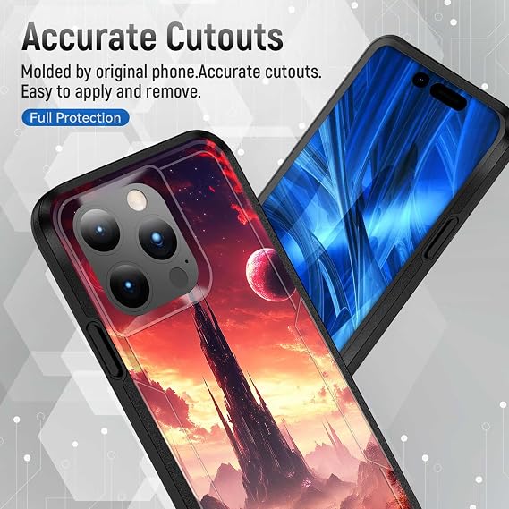 for iPhone 15 Pro Case,[Military Grade Drop Tested] Heavy-Duty Tough Rugged Shockproof Protective Case for iPhone 15 Pro,Fantasy Tower with Planets
