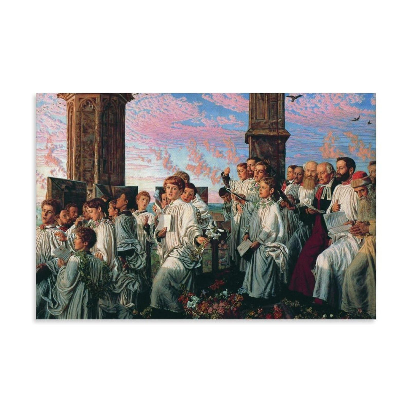 Decter Unframe-Style William Holman Hunt Artwork【May Morning On Magdalen Tower】Poster Canvas Wall Art Prints Gifts Photo Picture Paintings Room Decor Home Decorative 08X12inch(20X30cm)