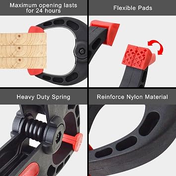Gunpla 305 mm(12 in) Ratchet Bar Clamps Set, 440 mm Woodworking Spreader, 68 kg(150 lbs) Load, One-Handed Quick Grip Release and Clamp, with Spring Clamp Tools for Woodwork and DIY