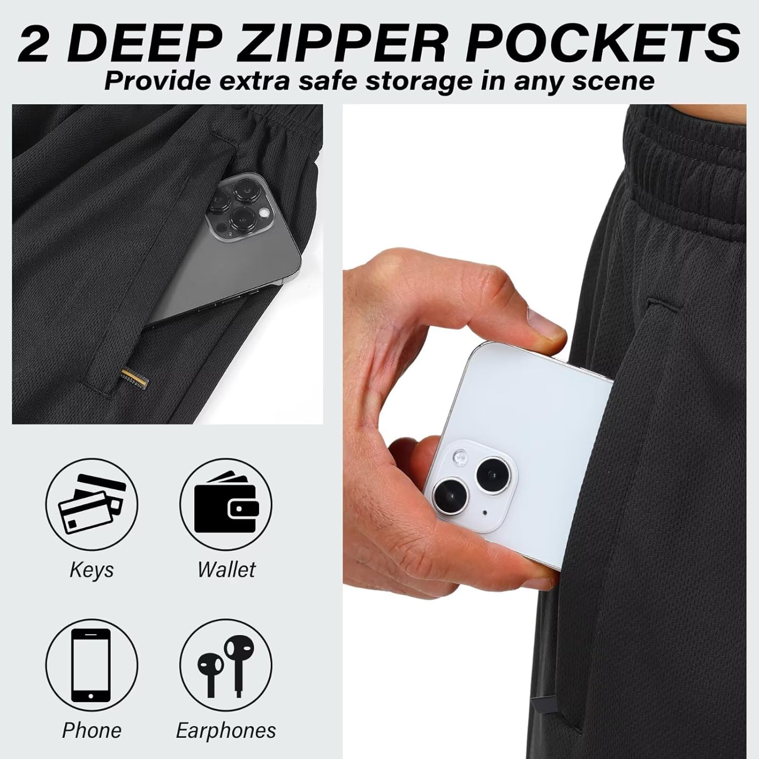 HQUEC Men's Athletic Running Mesh Shorts Lightweight Quick Dry Workout Shorts Gym Basketball Activewear - Image 5