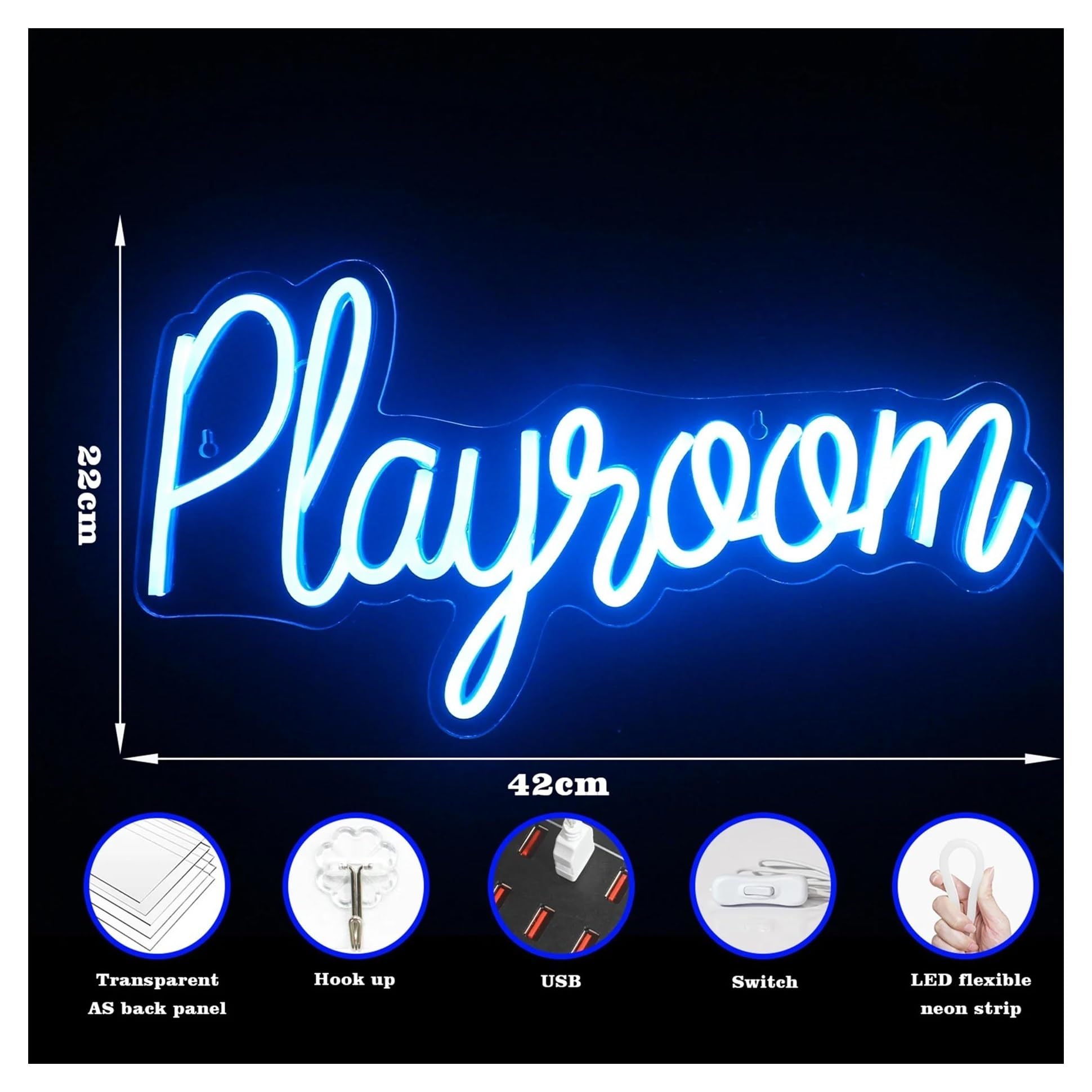 Insegna luminosa al neon Insegna per Neon Blu Ghiaccio Design Acrilico per Sale Giochi e Spazi Uomo. Ideale per Pareti Vetrine Decorazioni Tematiche