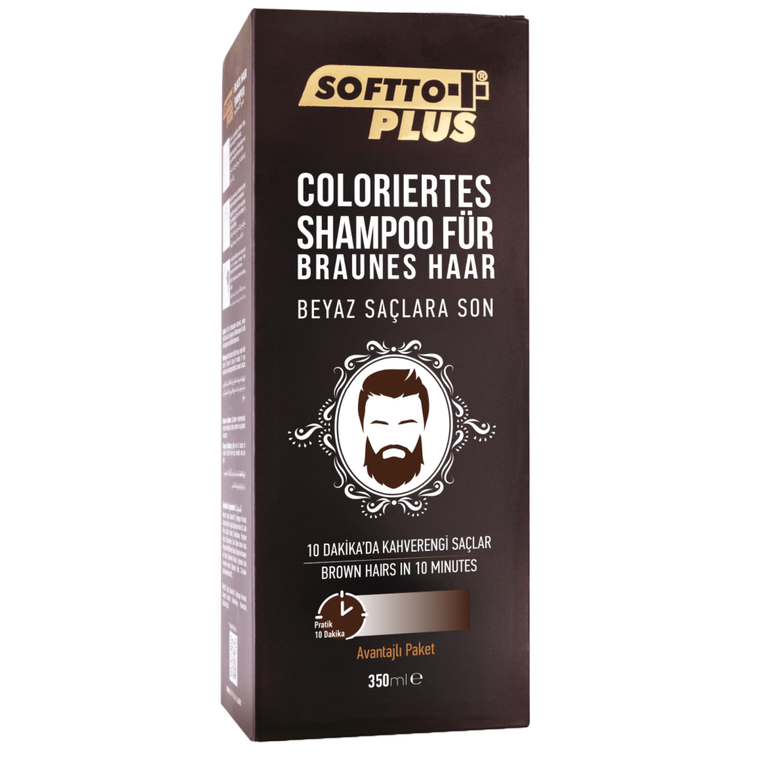 Softto+Plus Brown Hair Shampoo, Abdeckung weißer & grauer Haare in nur 10 Minuten, keine Flecken, inkl. Handschuhe, für Damen und Herren Braun (3)