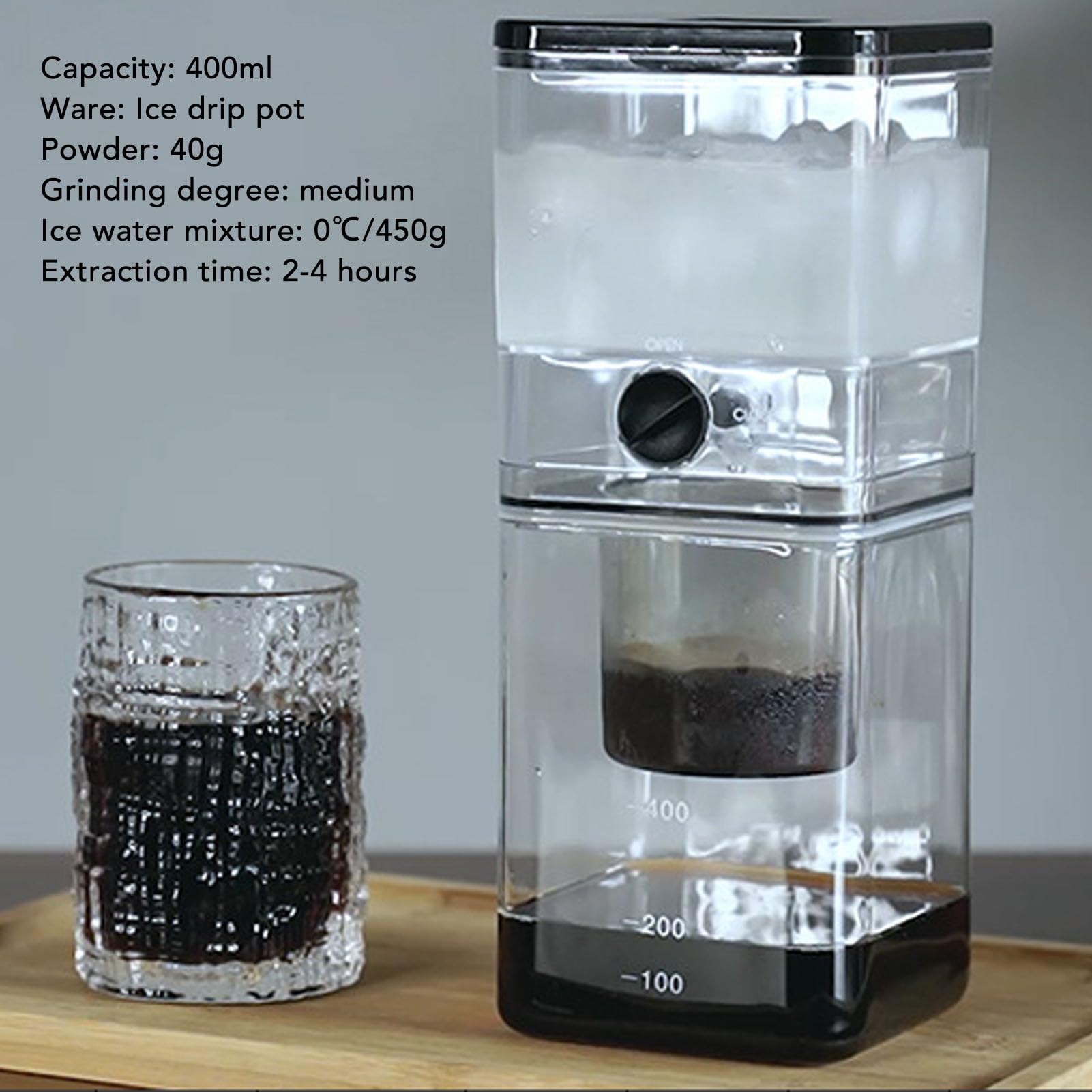Gsycle Cold Brew Drip Coffee Maker, 400ml Speed Adjustable Portable Coffee Expresso Machine for Home Office
