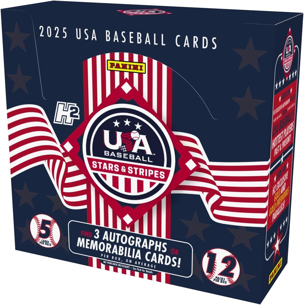 2025 Panini USA Stars & Stripes Baseball Hobby H2 Trading Card Box (3 Autographs or Memorabilia Cards Per Box!)