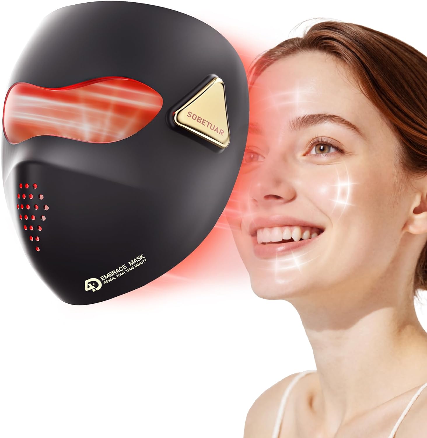 LED Light Therapy Mask, 4D LED Face Mask Light Therapy – 4 Modes Face Mask Light Therapy, 850nm Infrared & Red Light Masks, 4000mAh Rechargeable – Light Therapy Skin Care, Home Use