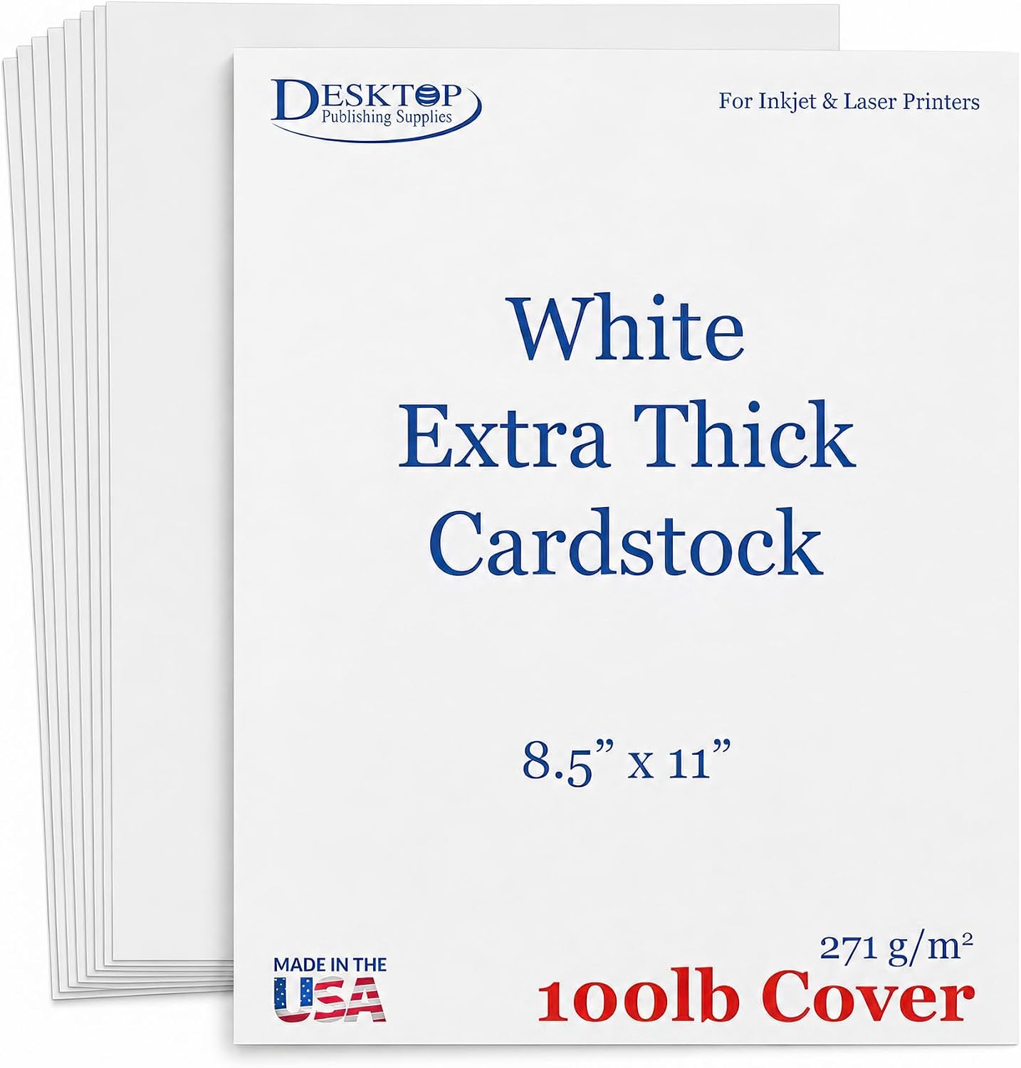 Extra Thick White 100lb Cardstock - 50 Sheets, 8.5" x 11" - 100 lb Cover (270gsm) Heavyweight Printable Paper - Premium Thick Cardstock for Invitations, Greeting Cards, Crafts, Scrapbooking & Covers
