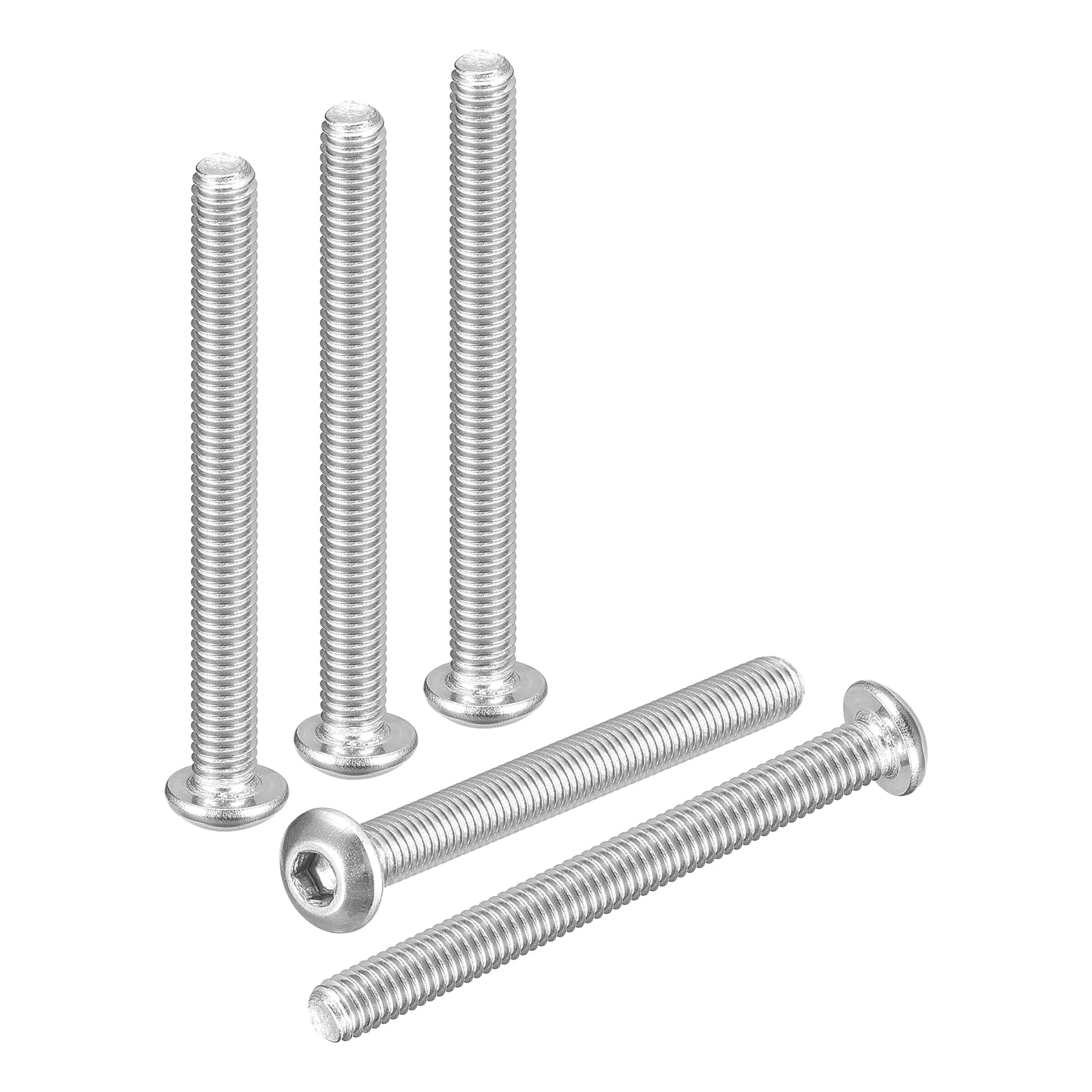 DTGN M3-0.5x30mm Button Head Socket Cap Screws - 50Pack - Good for Road Bicycle, Mountain Bike, Auto, Motorcycle - 304 Stainless Steel Whitewashed - Hex Socket Drive Fasteners