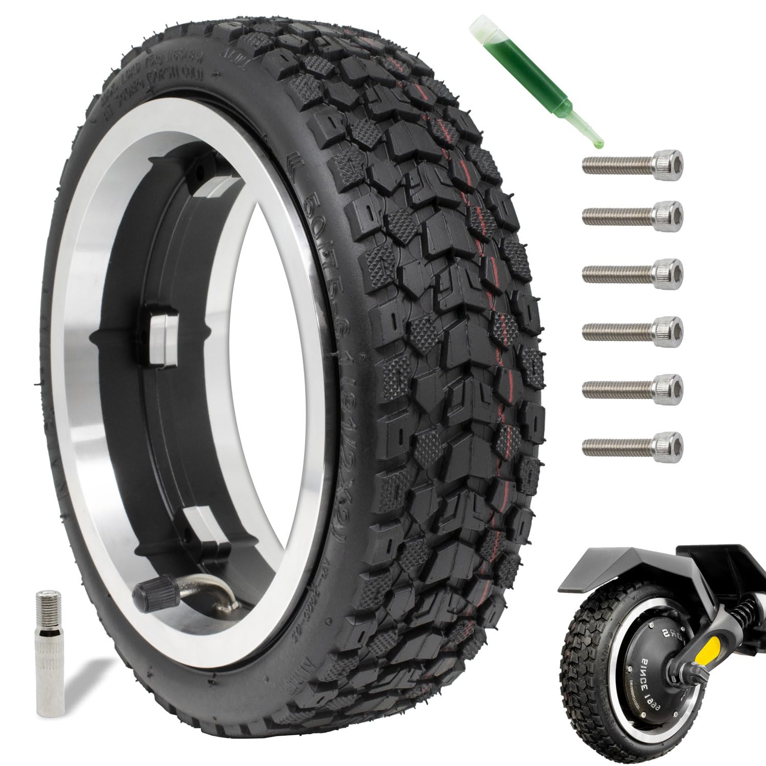 Cerchio Posteriore Compatibile con Monopattino Elettrico Dualtron Mini e Dualtron Togo, Pop (Rim+Off-Road Tire)